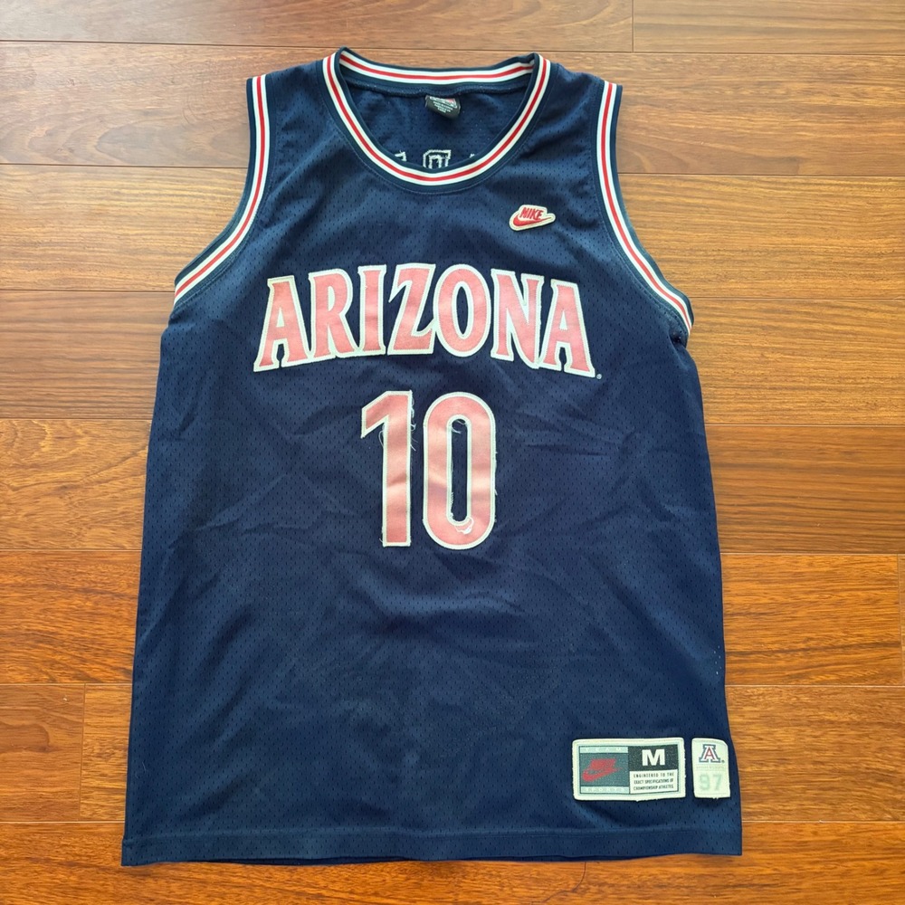 Nike Mens Arizona Wildcats Mike Bibby 10 Jersey Size M Navy Blue Vintage 90s